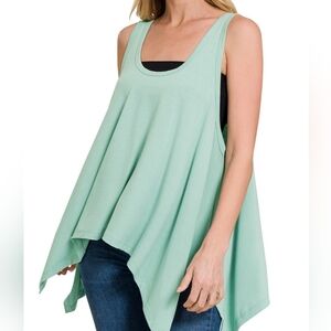 Mint Green And Tan Flowy Women's Tank Top